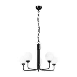 Kroonluchter Malou met glazen kappen, 5-lamps