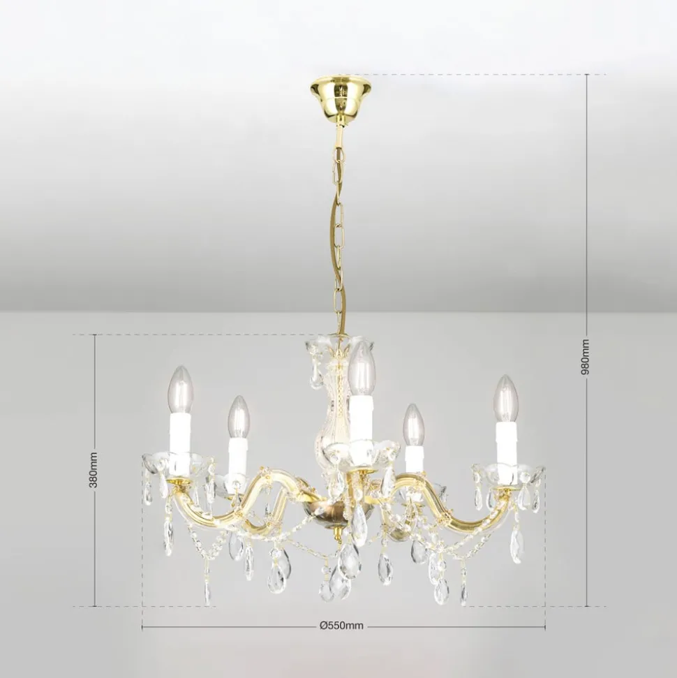 Kroonluchter Marie Claire kristalglas 5-lamps