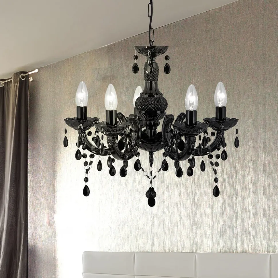 Kroonluchter Marie Therese, zwart, 5-lamps