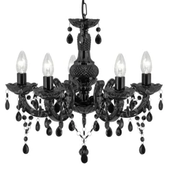 Kroonluchter Marie Therese, zwart, 5-lamps