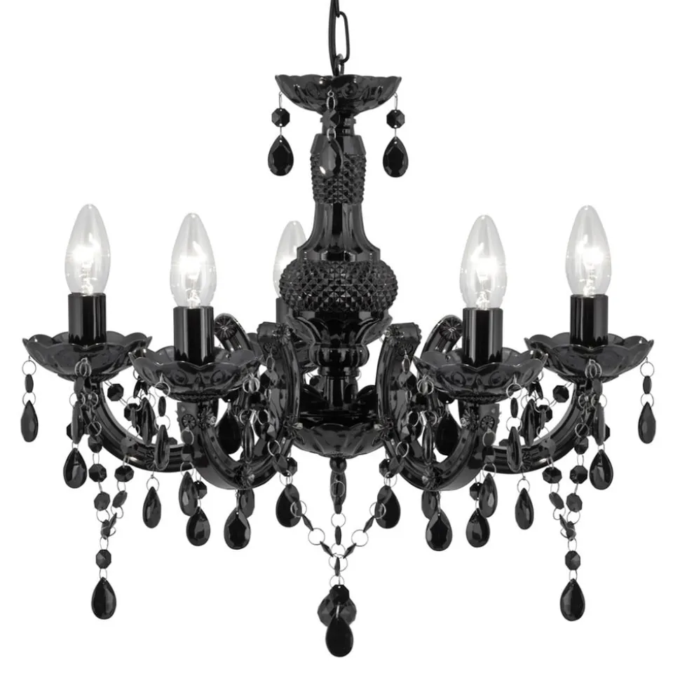 Kroonluchter Marie Therese, zwart, 5-lamps