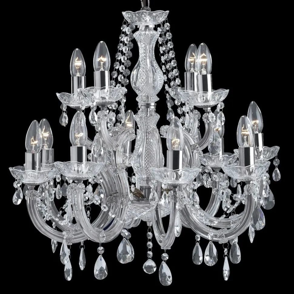 Kroonluchter MARIE THERESE, 12-lichts, chroom