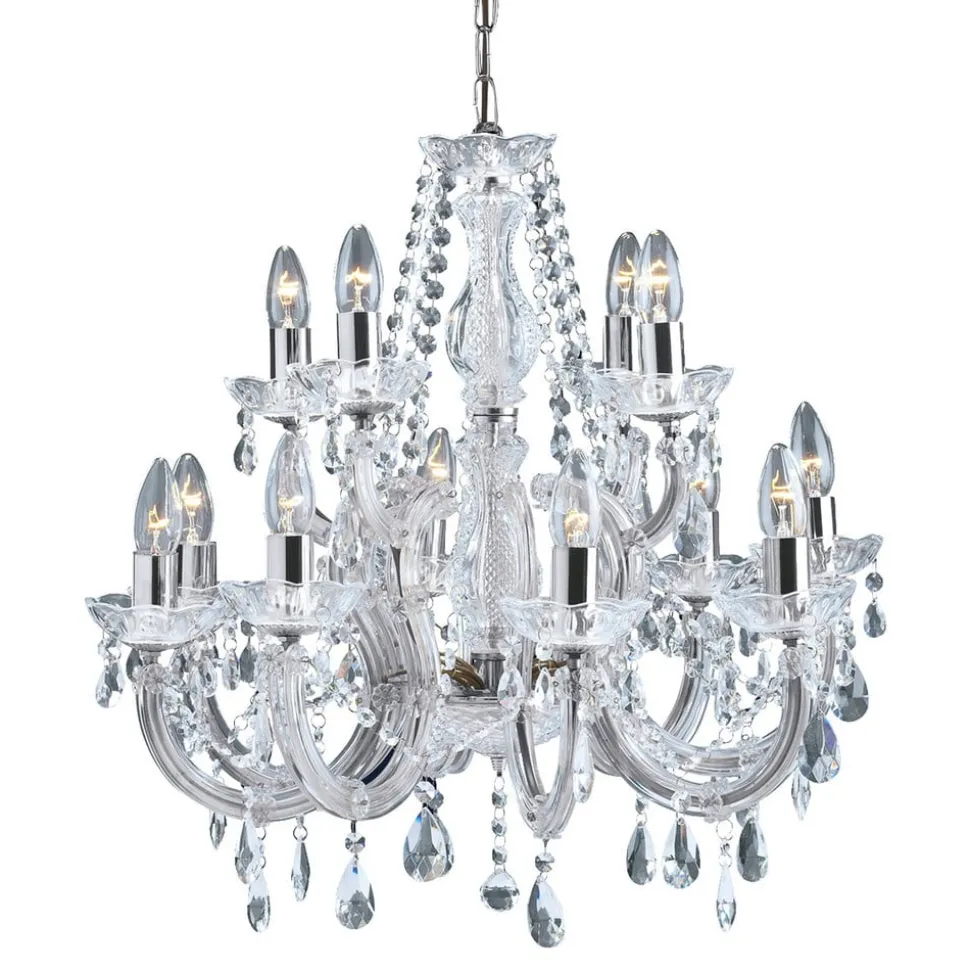 Kroonluchter MARIE THERESE, 12-lichts, chroom