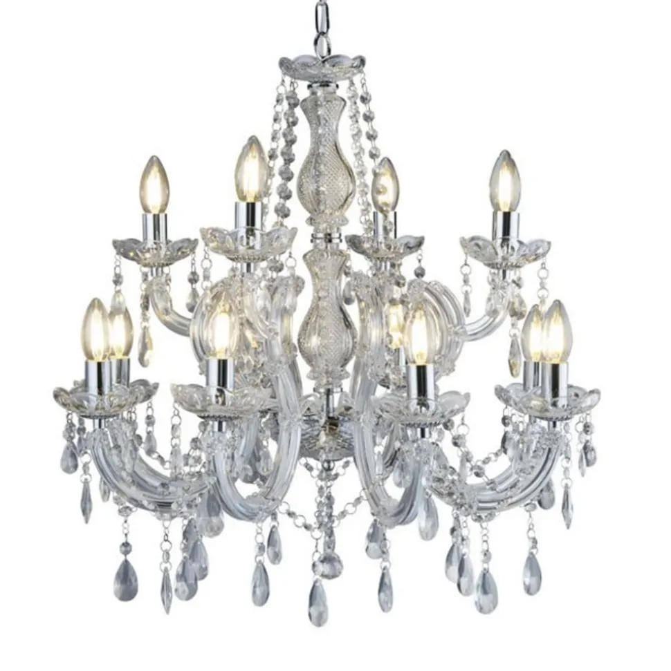Kroonluchter MARIE THERESE, 12-lichts, chroom