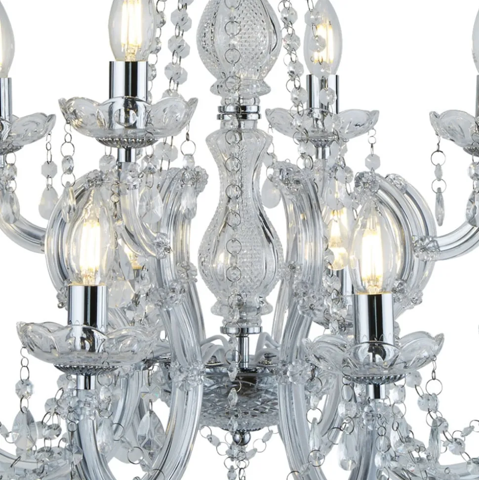 Kroonluchter MARIE THERESE, 12-lichts, chroom