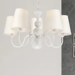 Kroonluchter Mary met vijf kappen, wit