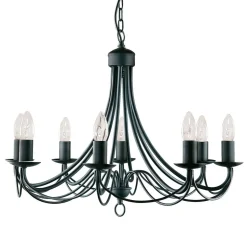 Kroonluchter Maypole mat-zwart, 8-lamps