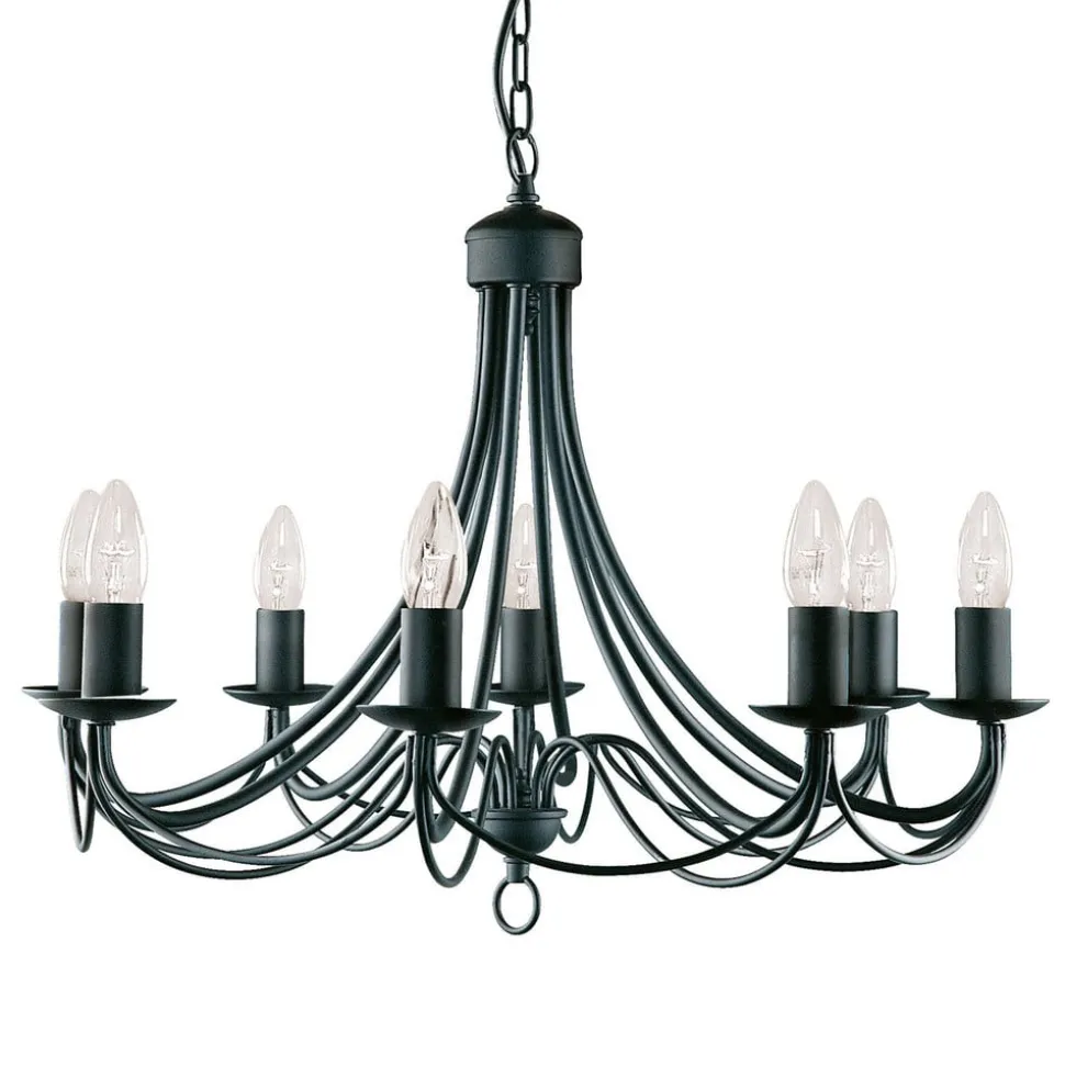 Kroonluchter Maypole mat-zwart, 8-lamps