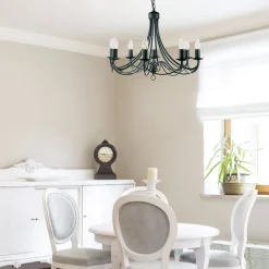 Kroonluchter Maypole mat-zwart, 8-lamps