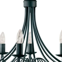 Kroonluchter Maypole mat-zwart, 8-lamps