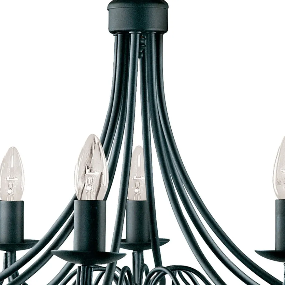 Kroonluchter Maypole mat-zwart, 8-lamps