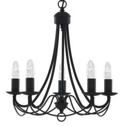 Kroonluchter Maypole mat-zwart, 5-lamps