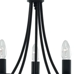 Kroonluchter Maypole mat-zwart, 5-lamps