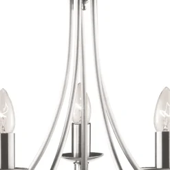 Kroonluchter Maypole satijn zilver, 5-lamps