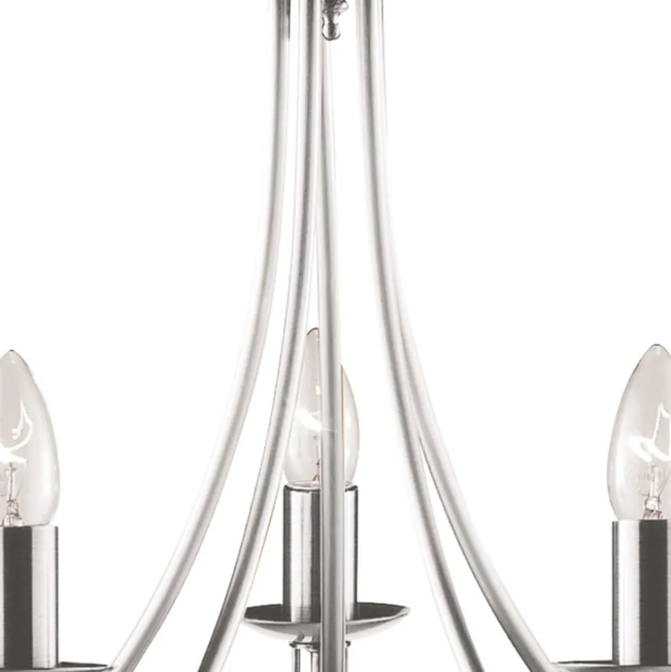 Kroonluchter Maypole satijn zilver, 5-lamps