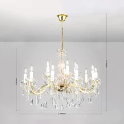 Kroonluchter met kristallen, 15-lamps