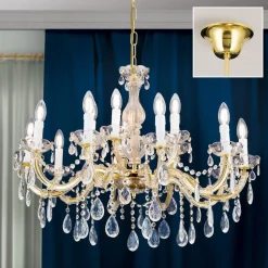 Kroonluchter met kristallen, 15-lamps