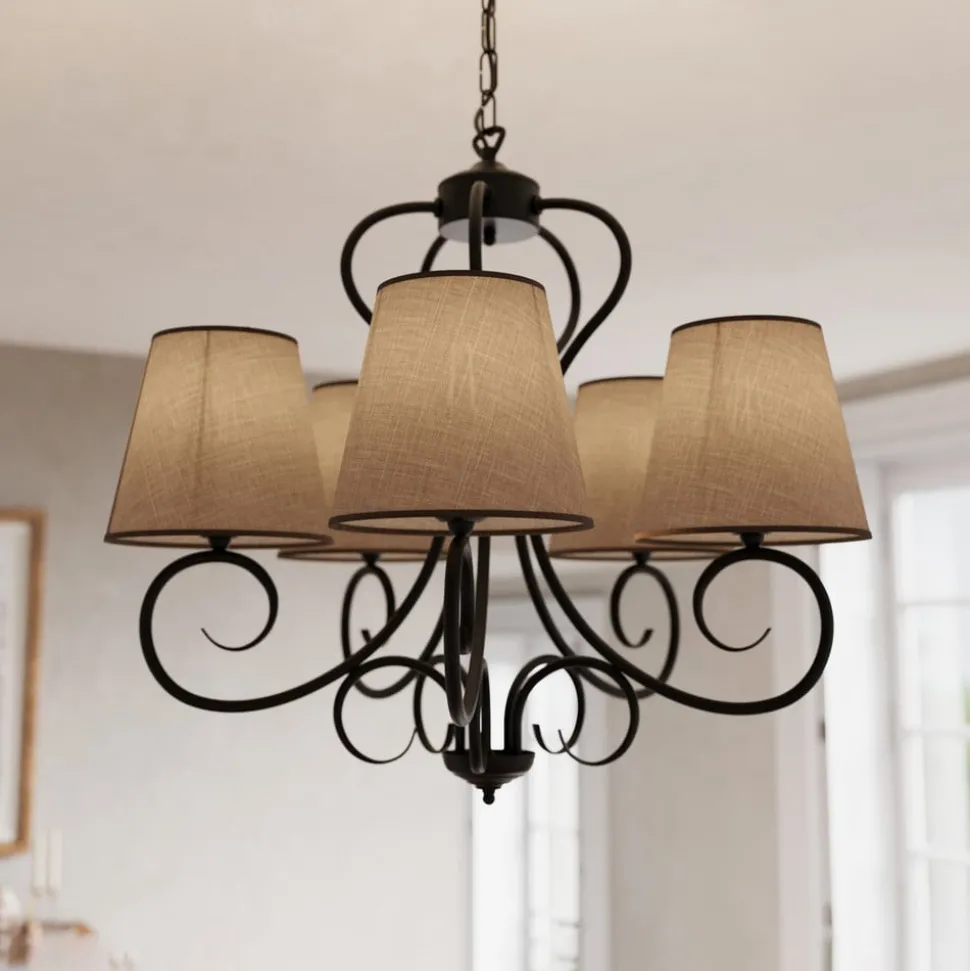 Kroonluchter Midgrad, 5-lamps, bruin