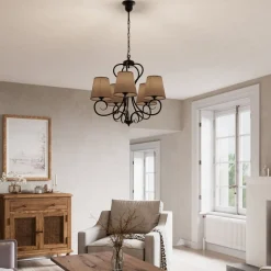 Kroonluchter Midgrad, 5-lamps, bruin