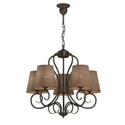 Kroonluchter Midgrad, 5-lamps, bruin