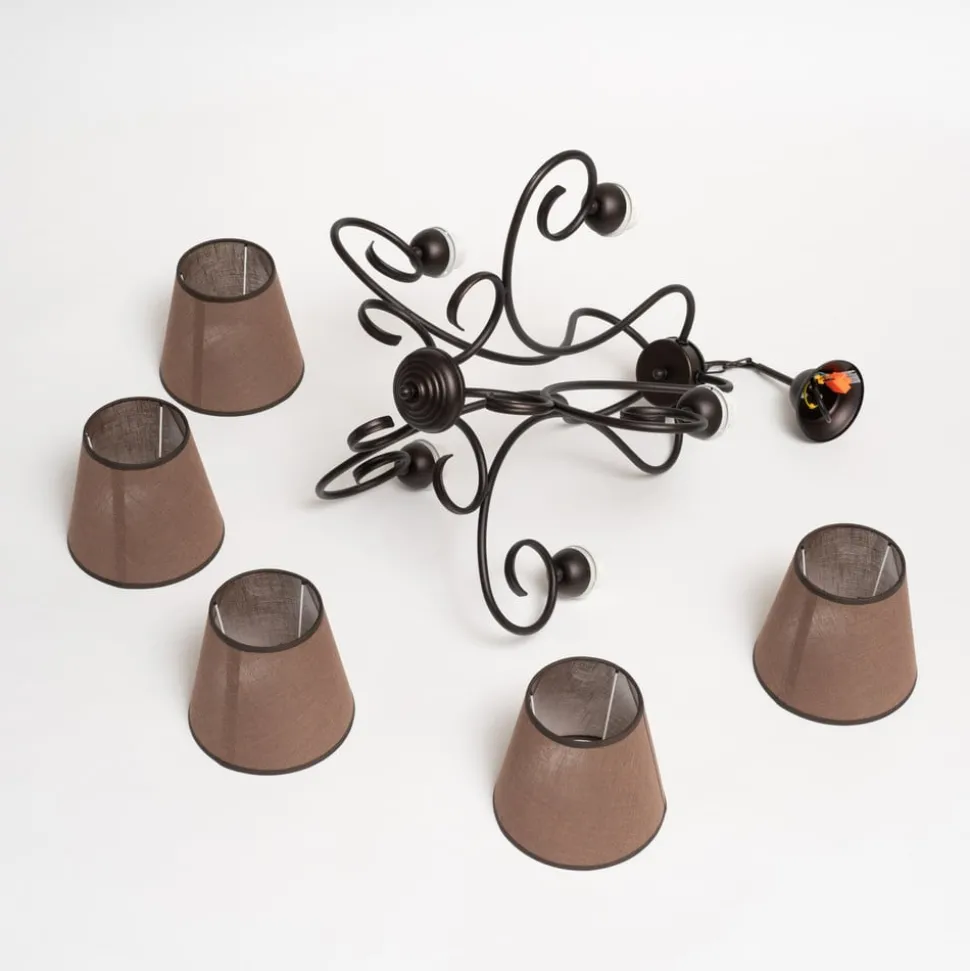 Kroonluchter Midgrad, 5-lamps, bruin