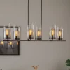 Kroonluchter Padrela, lineair, zwart-chroom, 6-lamps