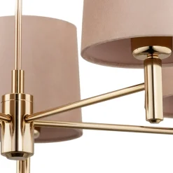 Kroonluchter Polo, 5-lamps, beige/messing donker