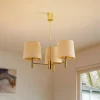 Kroonluchter Polo, 3-lamps, beige/donker messing