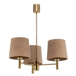Kroonluchter Polo, 3-lamps, beige/donker messing