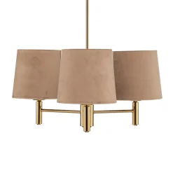 Kroonluchter Polo, 3-lamps, beige/donker messing