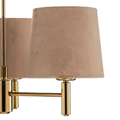 Kroonluchter Polo, 3-lamps, beige/donker messing