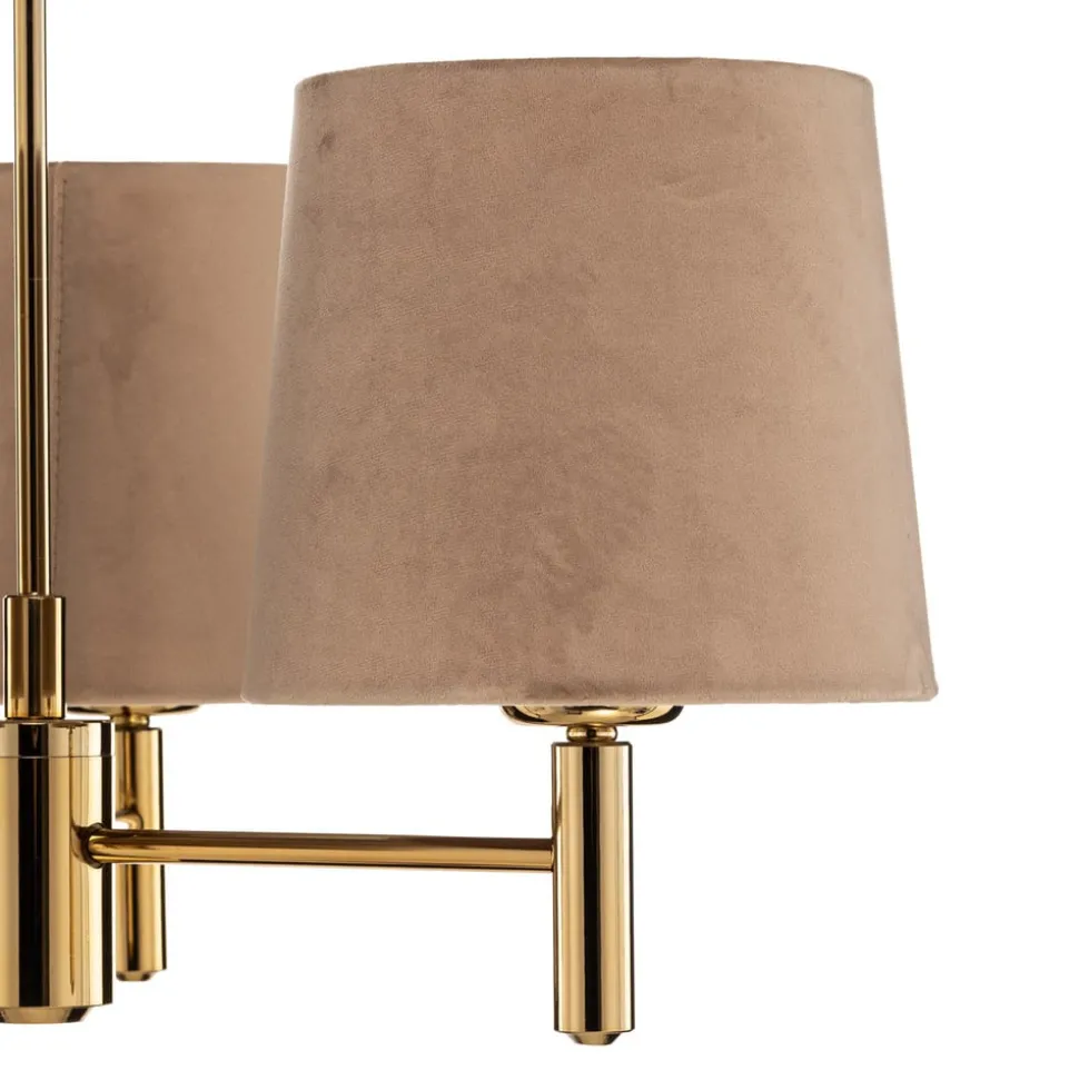 Kroonluchter Polo, 3-lamps, beige/donker messing