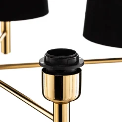 Kroonluchter Polo, 5-lamps, zwart/donker messing