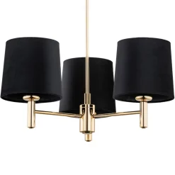 Kroonluchter Polo, 3-lamps, zwart/donker messing