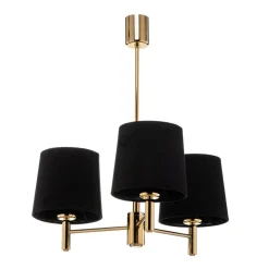 Kroonluchter Polo, 3-lamps, zwart/donker messing