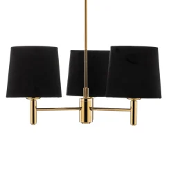 Kroonluchter Polo, 3-lamps, zwart/donker messing