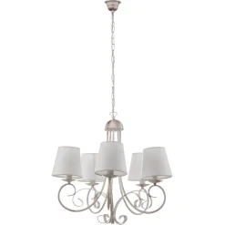 Kroonluchter Pompei, met kappen, antiek wit