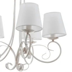 Kroonluchter Pompei, met kappen, antiek wit