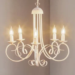 Kroonluchter Pompei, zonder kappen, antiek wit