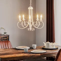 Kroonluchter Pompei, zonder kappen, antiek wit