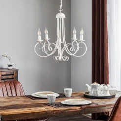 Kroonluchter Pompei, zonder kappen, antiek wit