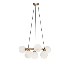 Kroonluchter Ramella, antiek messing, 6-lamps