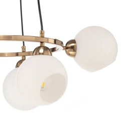 Kroonluchter Ramella, antiek messing, 6-lamps