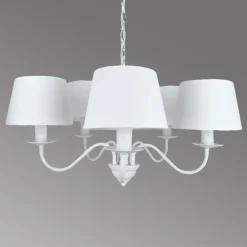Kroonluchter Reanna met kappen in Wit