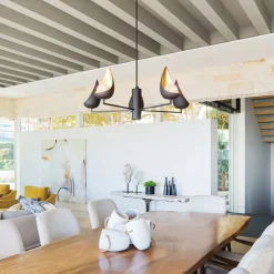 Kroonluchter Ren, 6-lamps, zwart/goud