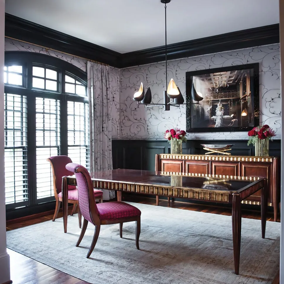 Kroonluchter Ren, 6-lamps, zwart/goud