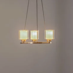 Kroonluchter Ressa, Ø 44 cm, antiek messing, 3-lamps.