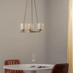 Kroonluchter Ressa, Ø 44 cm, antiek messing, 3-lamps.