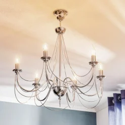 Kroonluchter Retro in zilver, 6-lamps, 75 cm