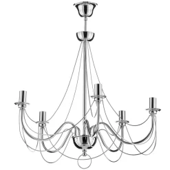Kroonluchter Retro in zilver, 6-lamps, 75 cm